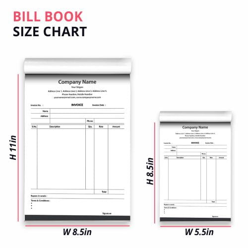 Bill-book-size-chart Full Colour Bill Books