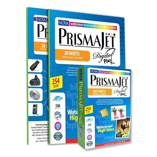 NOVA Prismajet Digital Plus: A4 and 4x6 photo paper for vibrant prints.