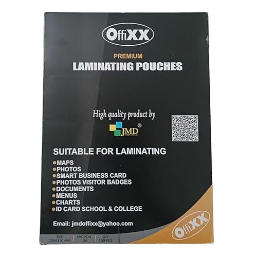 Secure your documents with OffiXX 125Micron A4 Laminating Pouch. Comes in a pack of 100 sheets, providing long-lasting protection for your important papers.