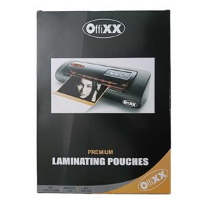 Secure and preserve A4 documents with OffiXX 125Micron Laminating Pouches. Each pack contains 100 sheets for efficient and long-lasting protection.