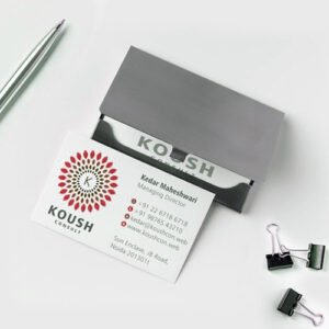 Sleek metal visiting card holder for professionals, perfect for storing and organizing business cards.