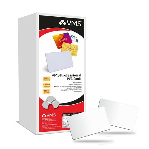 ProfessionalPVC_Cards_50_NOS VMS Professional PVC Cards for Inkjet Printing - Pack of 50.