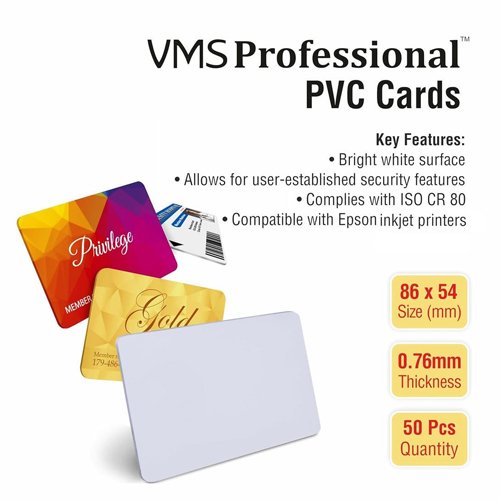 ProfessionalPVC_Cards_50_PCS VMS Professional-Grade Blank PVC Cards - Pack of 50.