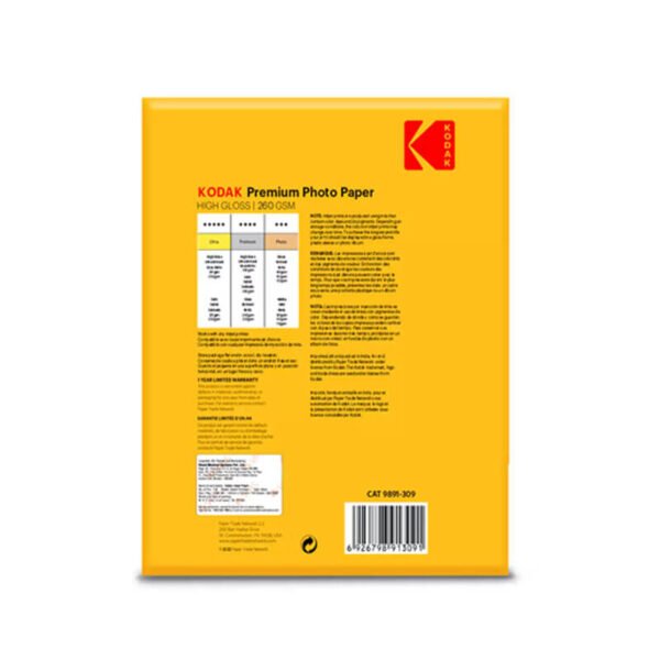 Kodak-Premium-260GSM-4R-High-Gloss-2 Kodak Premium High Gloss Photo Paper 4 x 6 - 260 GSM (100 Sheets)
