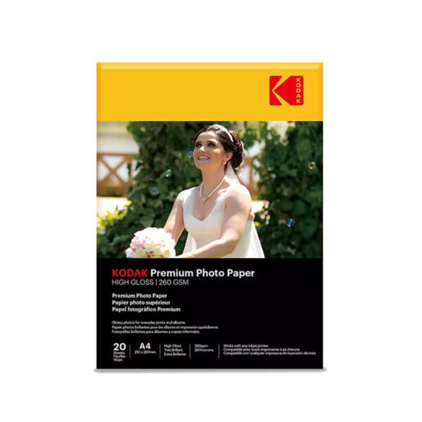 Kodak-Premium-260GSM-A4-High-Gloss-1 Kodak Premium High Gloss Photo Paper A4 - 260 GSM (20 Sheets)