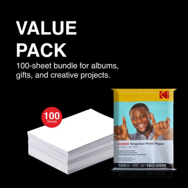 Kodak-snapshot-180GSM-4R-profile-image-3 Kodak Snapshot Gloss Photo Paper 4 x 6 - 180 GSM (100 Sheets)