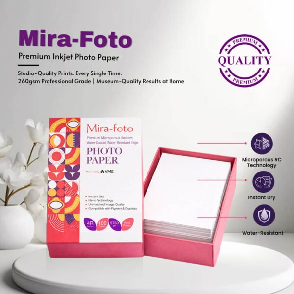 Mira~foto High Gloss Inkjet Photo Paper 4 x 6 - 270 GSM (100 Sheets)